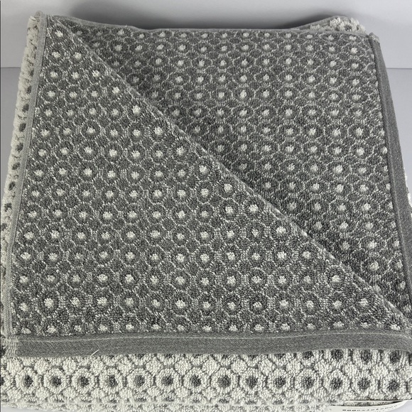 Ecoexistence Bath Towel set Gray White Stripe Dot Quick Dry Zero Twist 2 Pc NEW - Picture 8 of 9